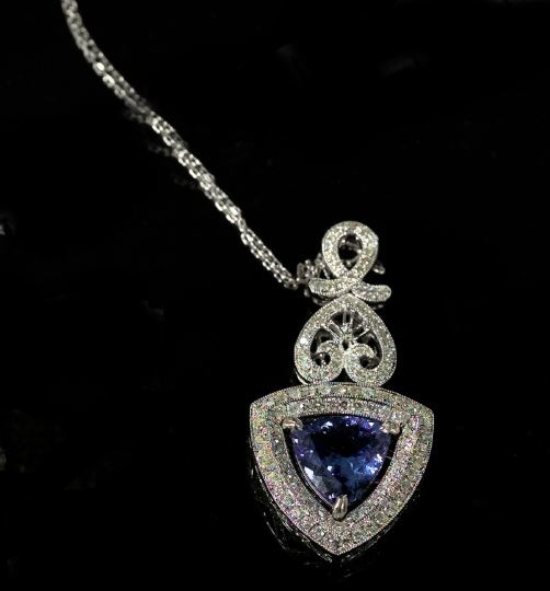 Appraisal: Lady's Fourteen-Karat White Gold Tanzanite and Diamond Pendant Necklace composed