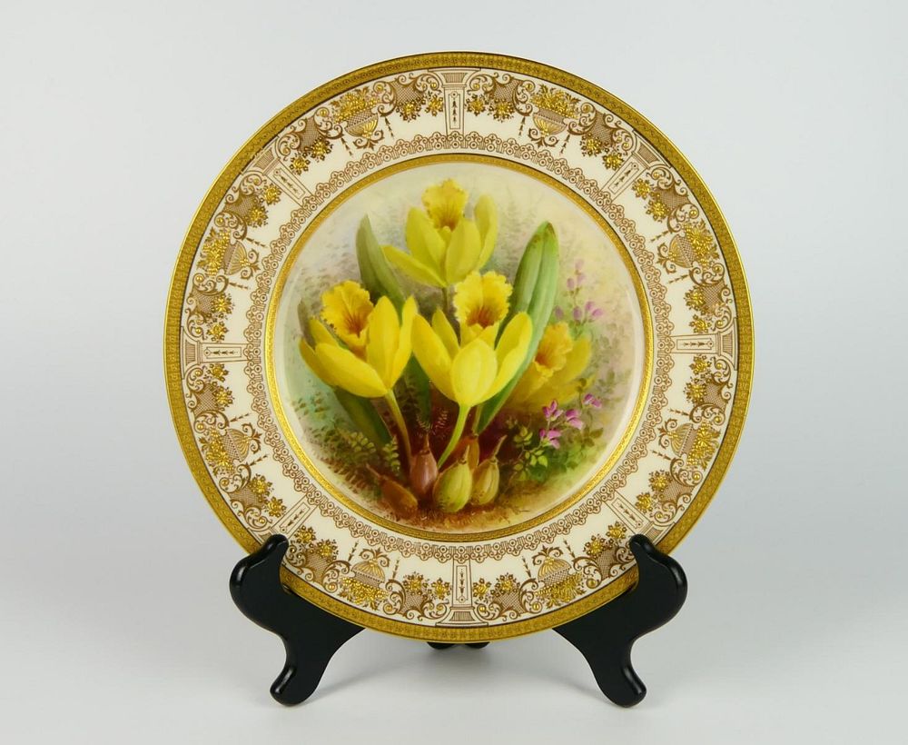 Appraisal: WH MORLEY LENOX BELLEEK FLORAL SIGNED PLATE LENOX FOR J