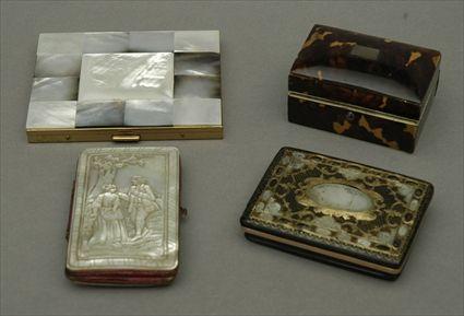 Appraisal: Two Tortoiseshell Boxes Together with a mother-of-pearl cigarette case and