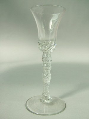 Appraisal: A Georgian style air twist wine glass the bell shaped