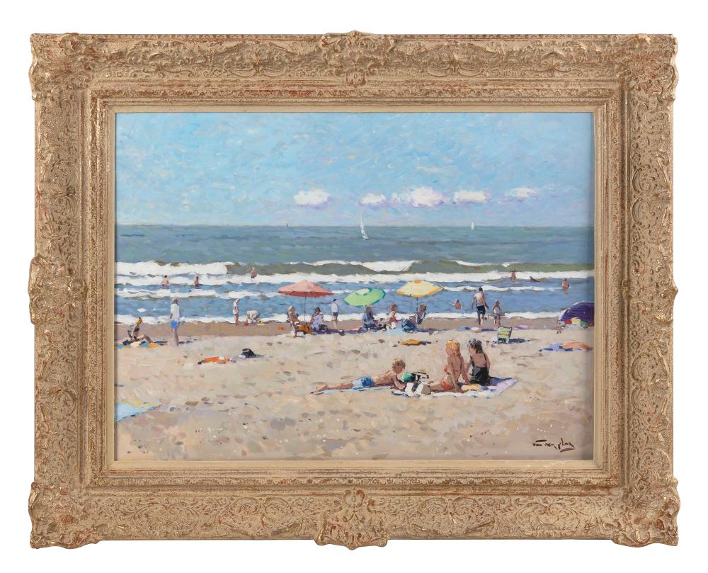 Appraisal: NIEK VAN DER PLAS THE NETHERLANDS B BEACH SCENE WITH