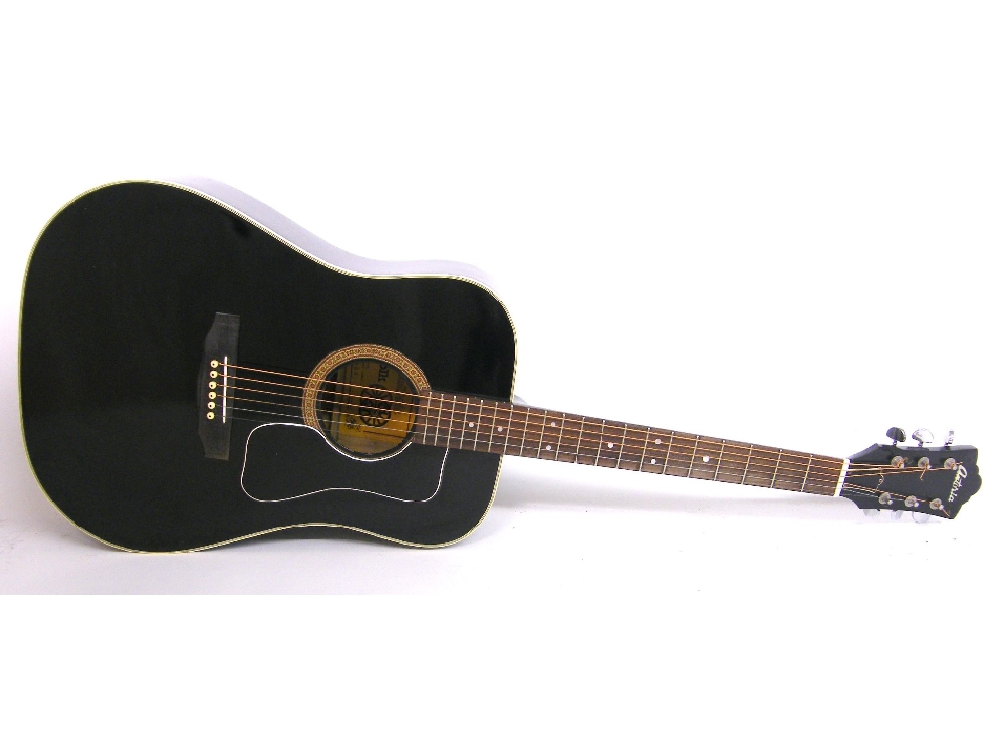 Appraisal: Antoria Folk acoustic guitar black finish with many imperfections minor