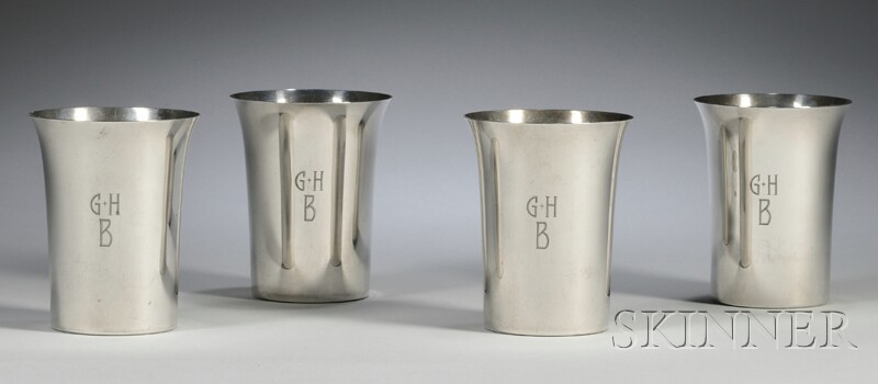 Appraisal: Set of Four Richard Dimes Sterling Mint Julep Cups monogrammed