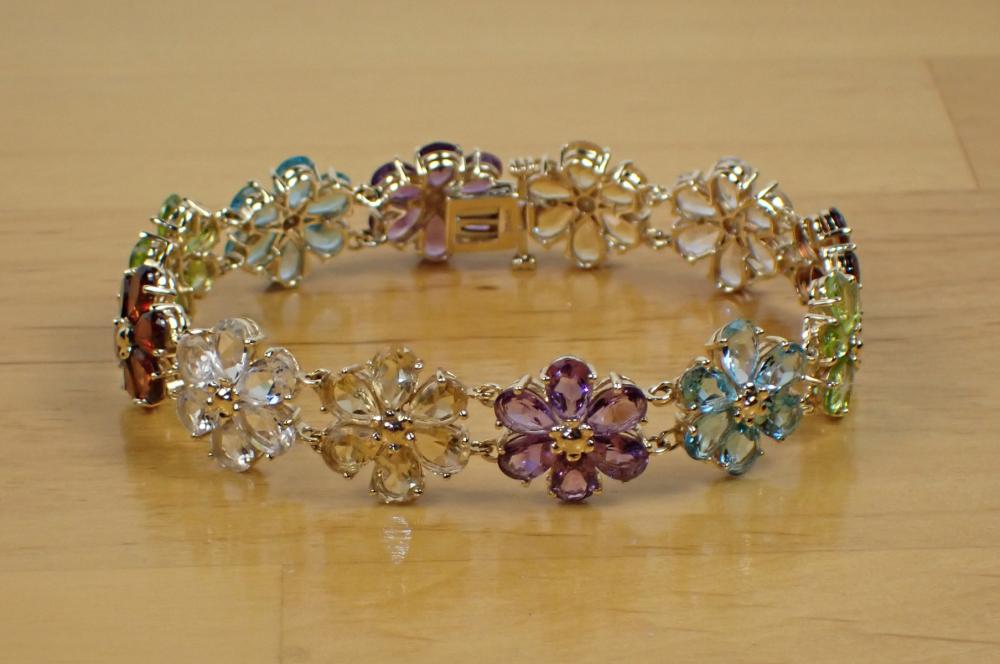 Appraisal: MULTI-COLOR GEMSTONE AND FOURTEEN KARAT GOLD BRACELET The Clyde Duneier