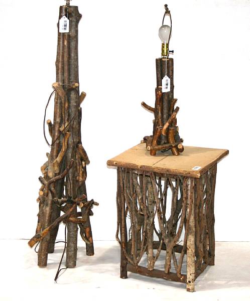 Appraisal: A pair of Rustic twig-form occasional tables together with five