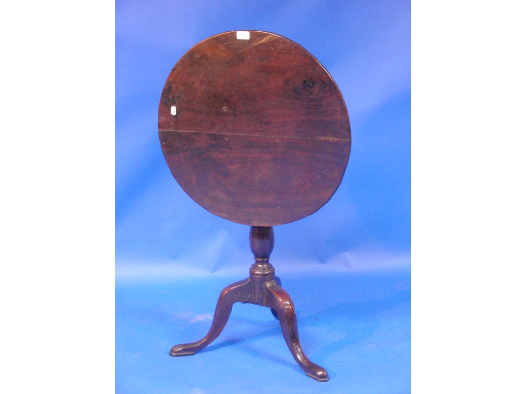 Appraisal: A George II mahogany tripod table with circular tilt top