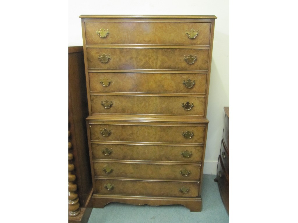 Appraisal: Walnut tallboy chest