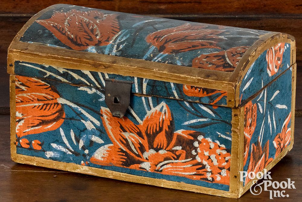 Appraisal: Pennsylvania wallpaper covered poplar dresser box Pennsylvania wallpaper covered poplar