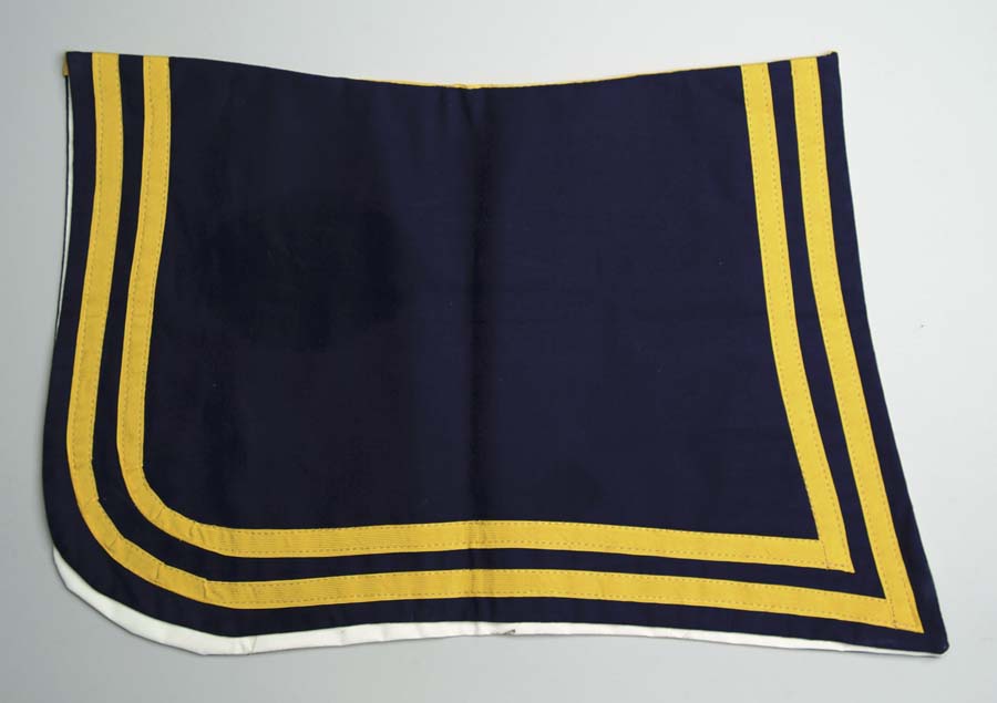 Appraisal: REPRODUCTION UNION SADDLE BLANKET Navy blue with brilliant yellow strips