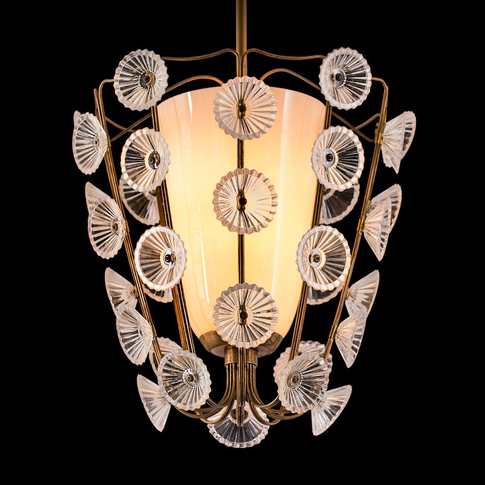 Appraisal: Lisa Johansson-Pape Very beautiful ceiling light with glass flowers designed