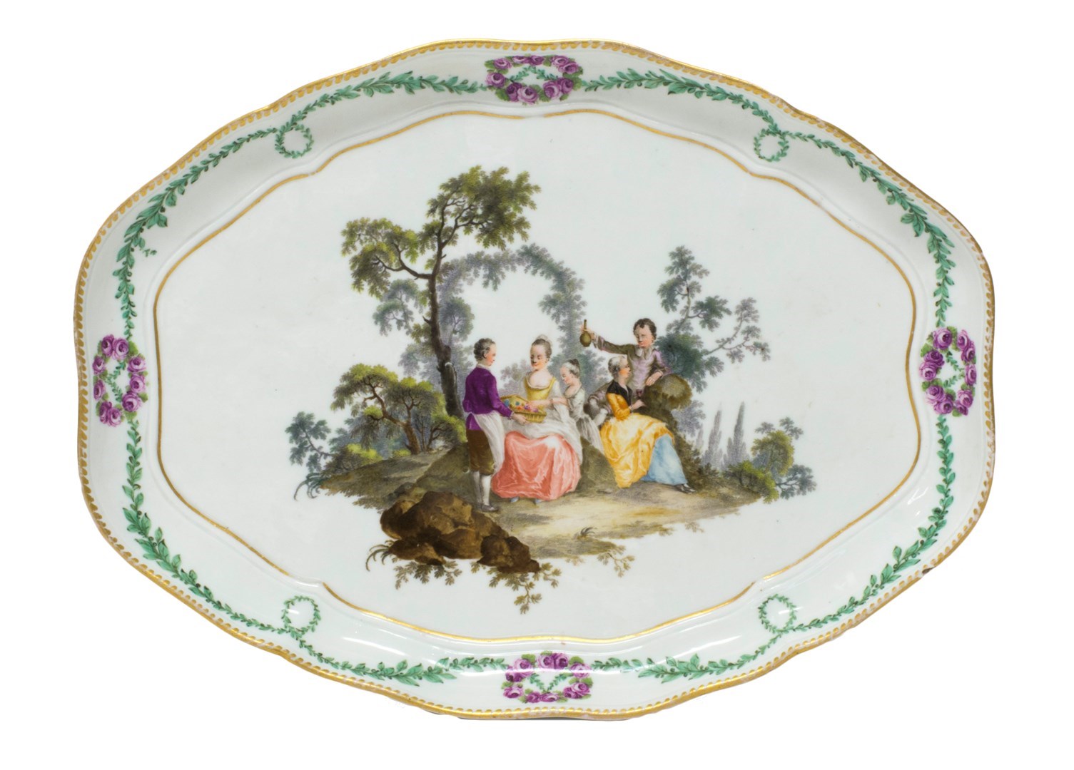 Appraisal: A Meissen shaped oval tray Academic period circa - painted