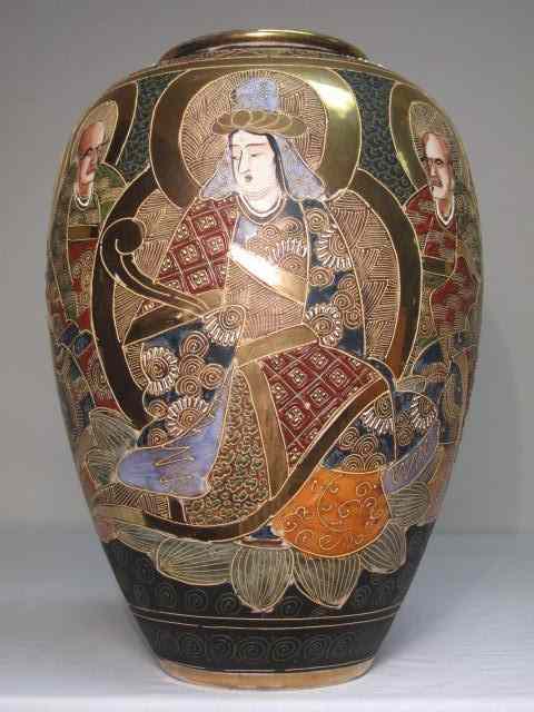 Appraisal: Japanese Moriage decorated earthenware vase Marked illegibly Condition very little