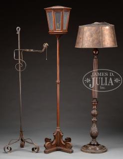 Appraisal: THREE ARCHITECTURAL STYLE FLOOR LAMPS Late th early th century