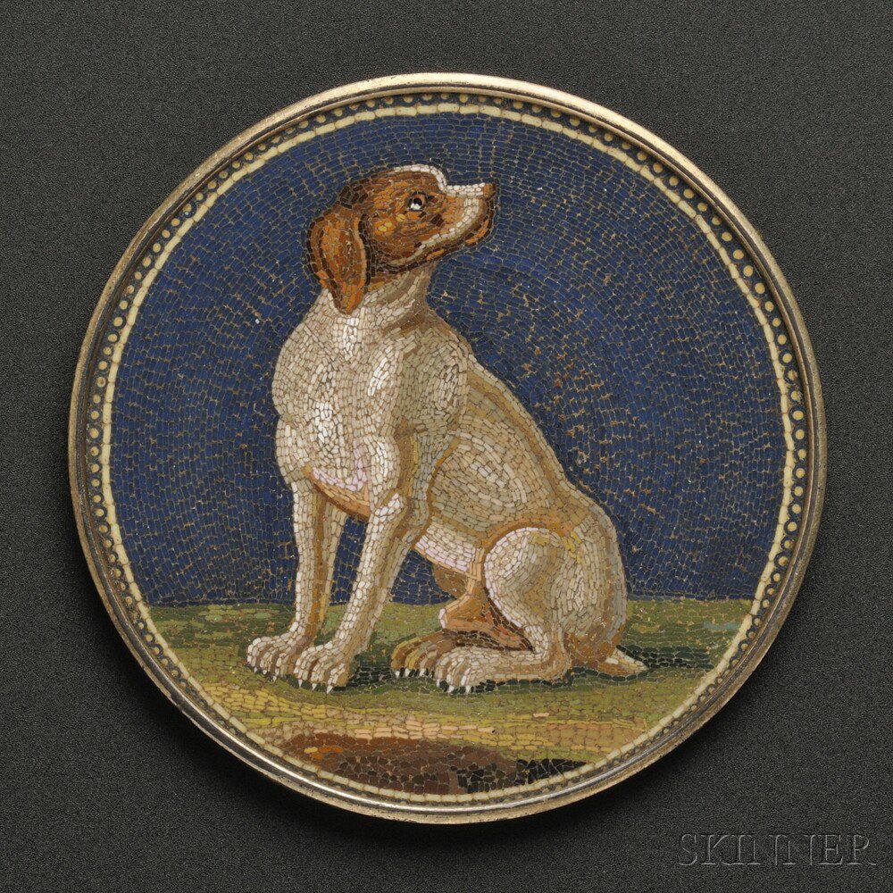 Appraisal: Fine Antique Micromosaic Plaque depicting a very finely realized dog