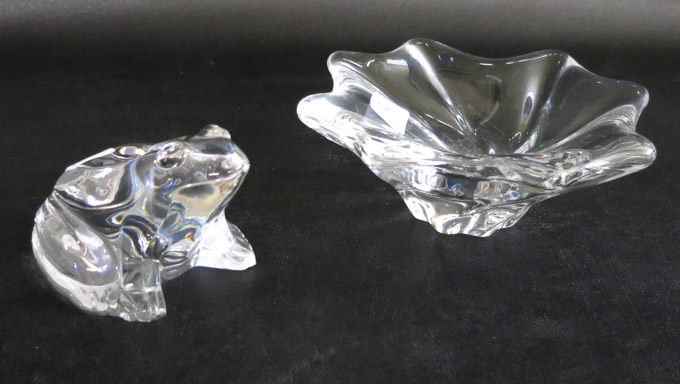 Appraisal: BACCARAT CLEAR CRYSTAL BOWL AND PAPERWEIGHT footed free form bowl