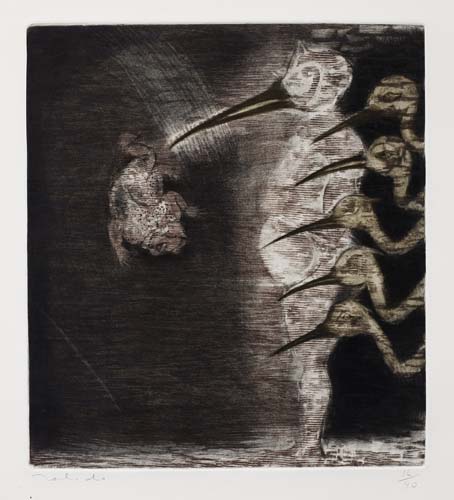 Appraisal: FRANCISCO TOLEDO Garzas Color etching drypoint and woodcut x mm