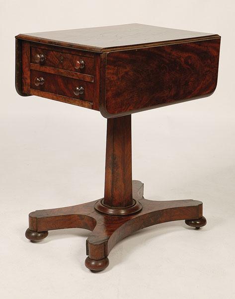 Appraisal: A REGENCY MAHOGANY WORK TABLE the rectangular top with twin