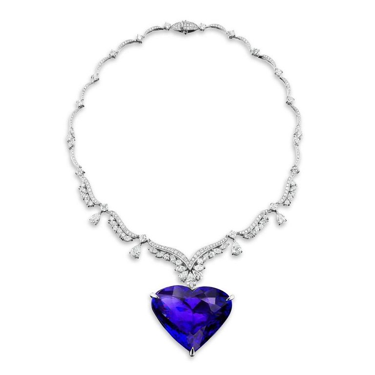 Appraisal: TANZANITE AND DIAMOND NECKLACE TANZANITE AND DIAMOND NECKLACE A timeless