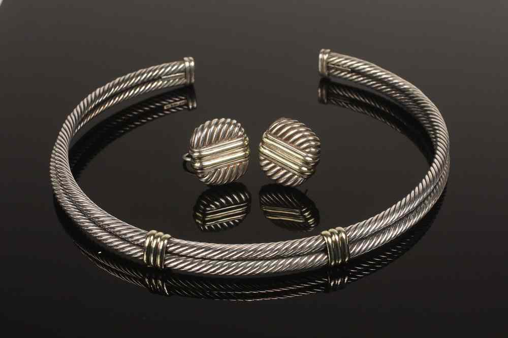 Appraisal: NECKLACE - David Yurman Double Rope Pattern Sterling Collar Necklace