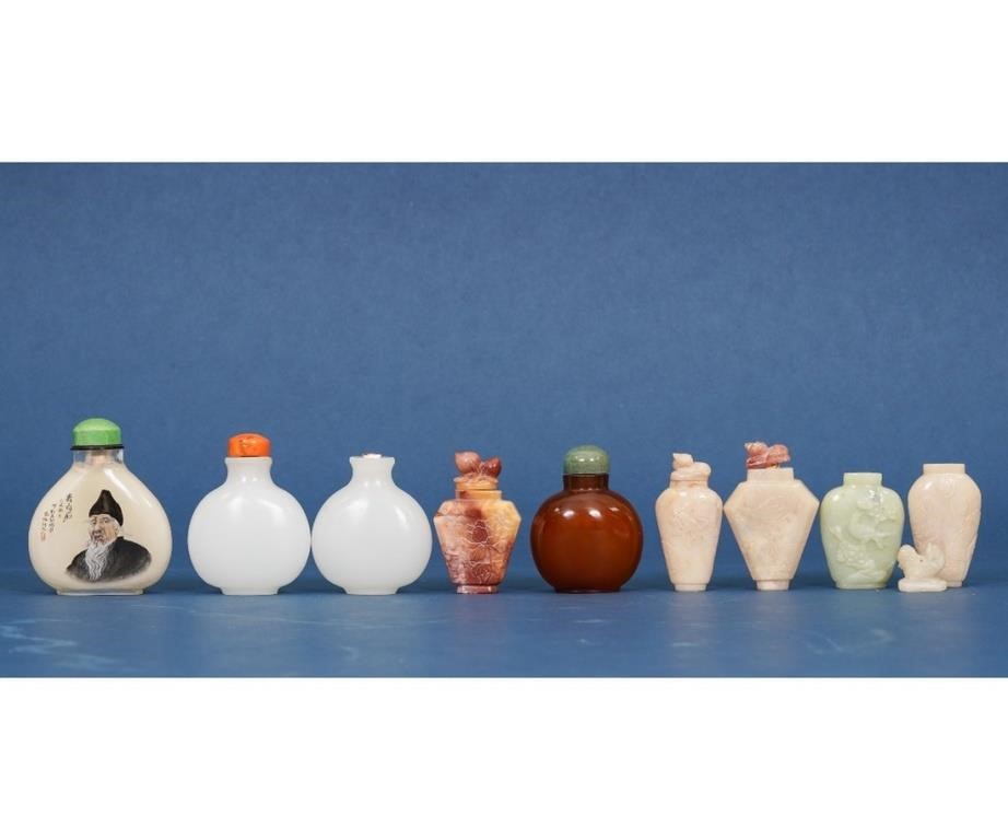 Appraisal: Stone carved and polished Chinese snuff bottles probably th c