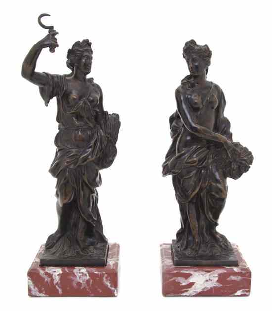 Appraisal: A Pair of Continental Bronze Allegorical Figures each cast as