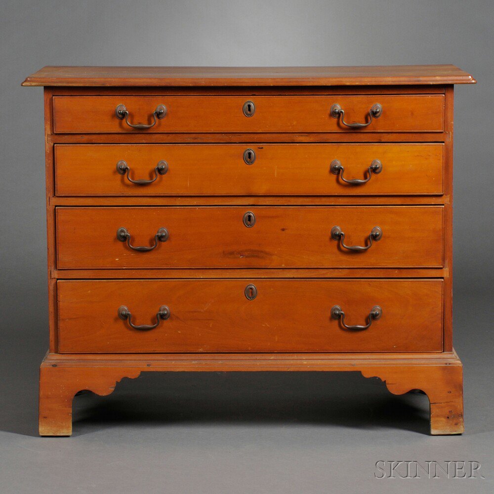 Appraisal: Chippendale Cherry Chest of Four Drawers Massachusetts late th century