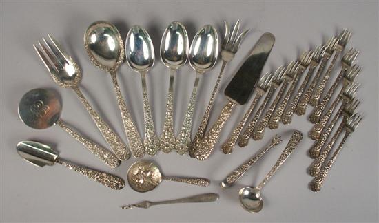 Appraisal: ASSEMBLAGE OF AMERICAN SILVER REPOUSSE FLATWARE Gorham and S Kirk