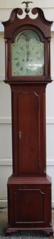 Appraisal: CIRCA AMERICAN CHERRY TALL CASE CLOCK BROKEN ARCH PEDIMENT WITH