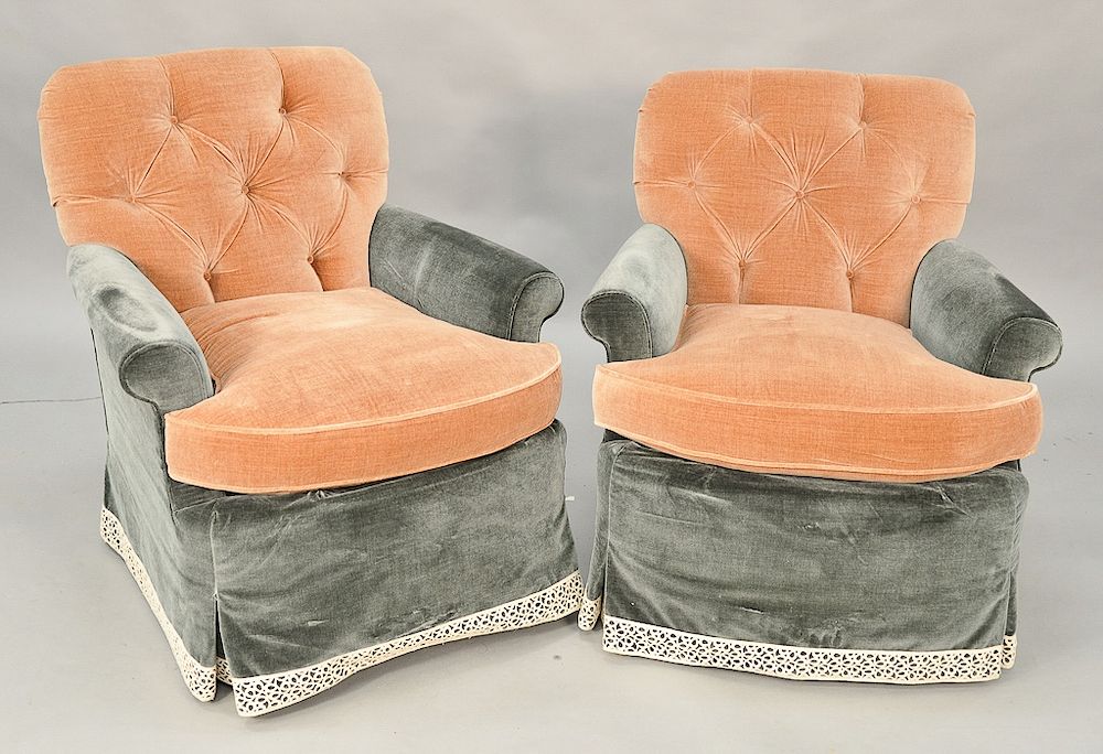 Appraisal: Pair of custom swivel rockers Provenance From the Estate of