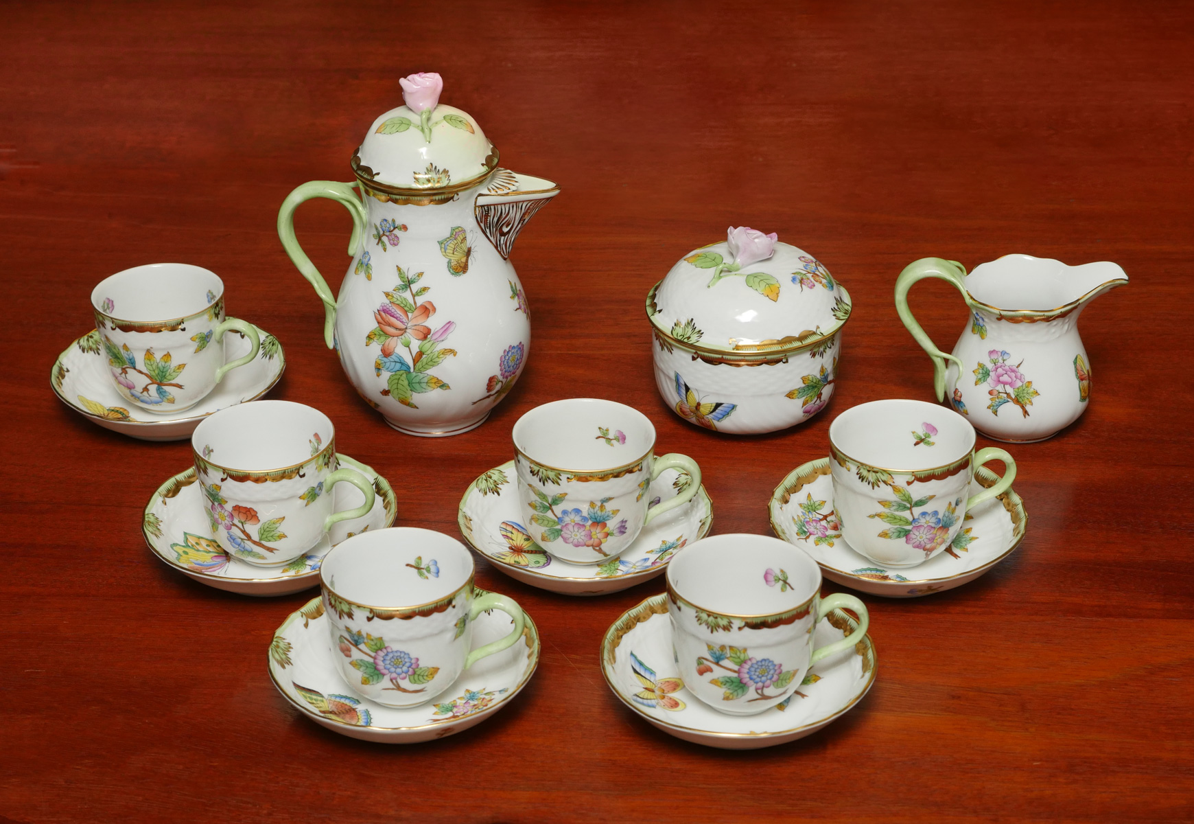 Appraisal: PC HEREND QUEEN VICTORIA DEMITASSE COFFEE SET Herend Demitasse coffee