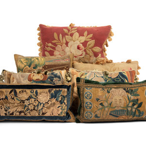 Appraisal: A Group of Seven Continental Tapestry-Upholstered Pillows th th Century