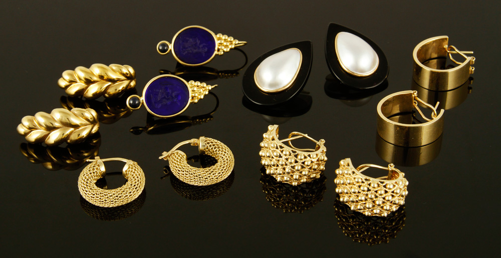 Appraisal: - Lot of Pairs of K Earrings Lot of six