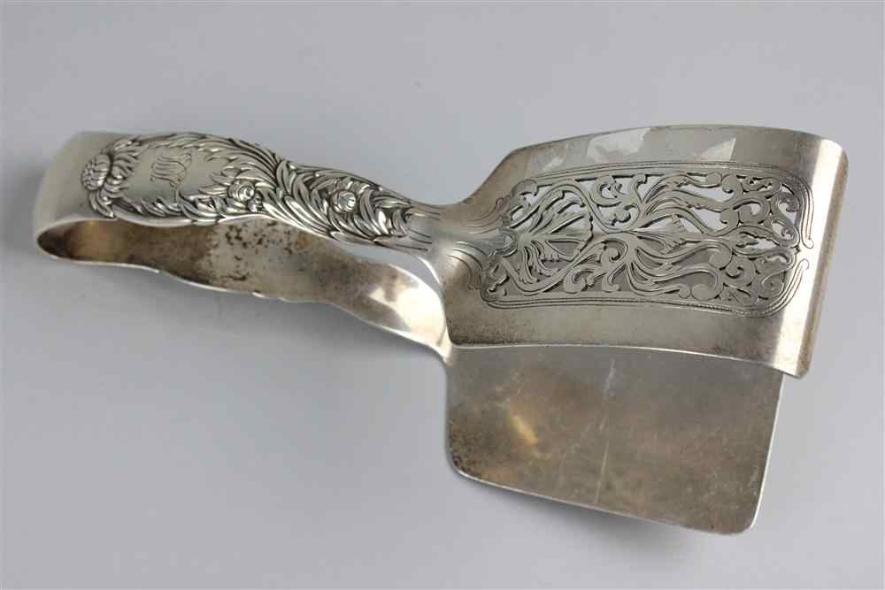 Appraisal: TIFFANY STERLING ''CHRYSANTHEMUM'' PATTERN ASPARAGUS TONGS marked Tiffany CO Sterling