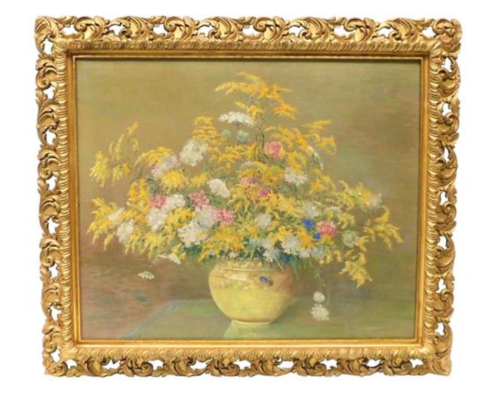 Appraisal: Channing Cabot American - Floral Still Life oil on canvas