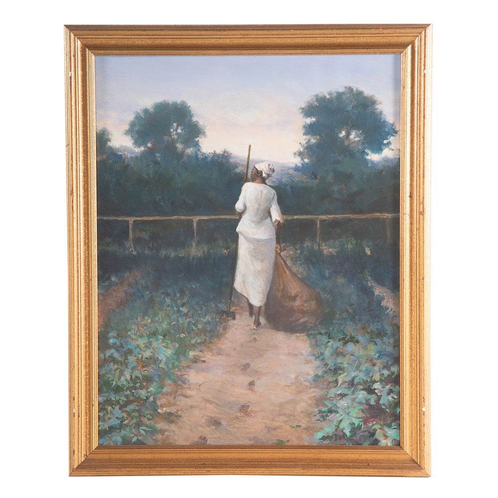 Appraisal: Nathaniel K Gibbs Monticello Gardener oil American - Oil on