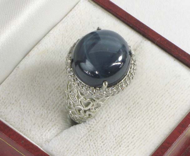 Appraisal: STAR SAPPHIRE DIAMOND AND K WHITE GOLD RING with appraisal