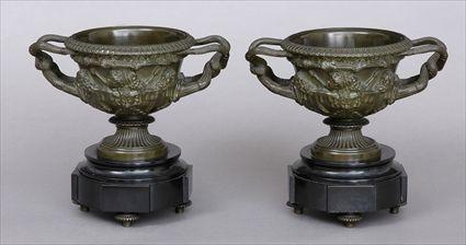 Appraisal: PAIR OF NEOCLASSICAL BRONZE COPIES OF THE WARWICK VASE ON