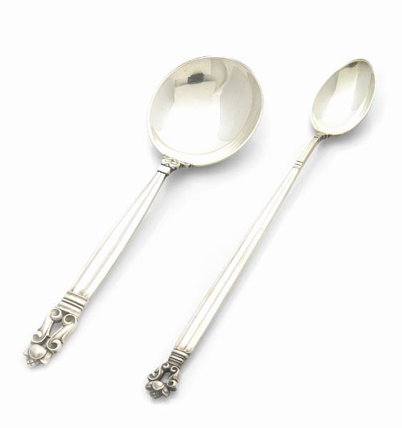 Appraisal: A sterling partial flatware setGeorg Jensen Copenhagen circa - Acorn