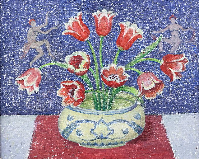 Appraisal: Emma Fordyce Macrae American - Birthday Tulipsoils on board cm