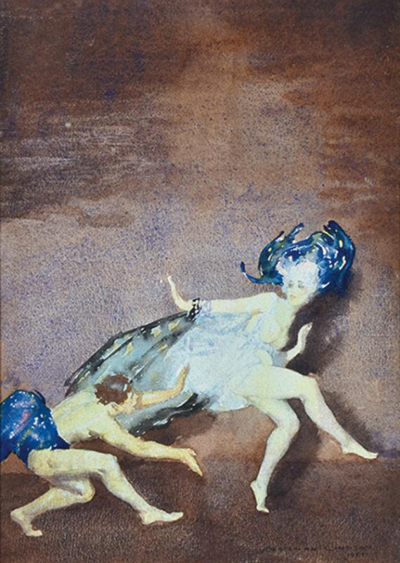 Appraisal: NORMAN LINDSAY - Flirtation watercolour signed and dated lower right