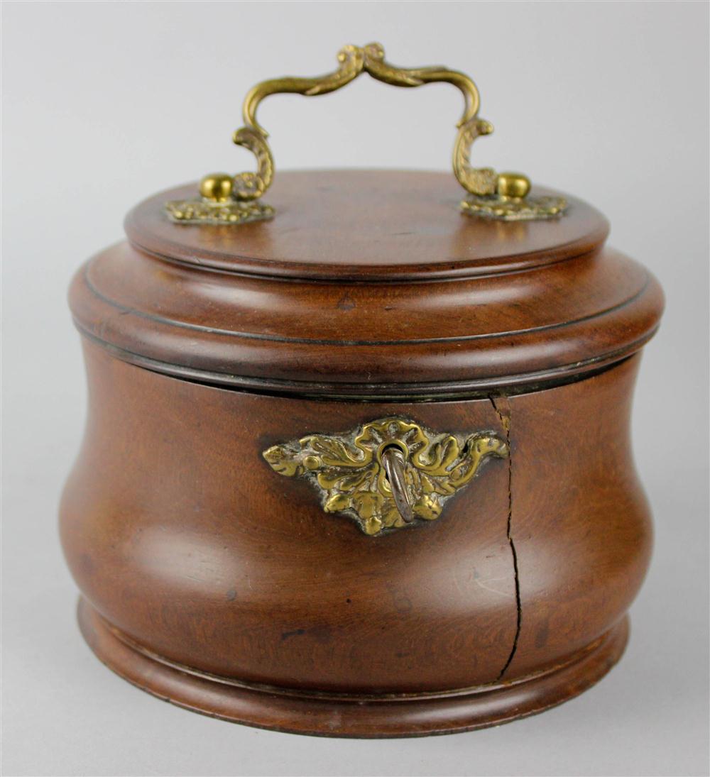 Appraisal: VICTORIAN CIRCULAR MAHOGANY TEA CADDY mid th C the waisted