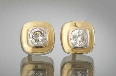 Appraisal: A Pair of Ladies' Diamond Earrings k yellow gold ear