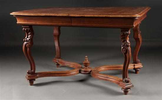 Appraisal: Louis XV style walnut dining table on shaped stretcher base