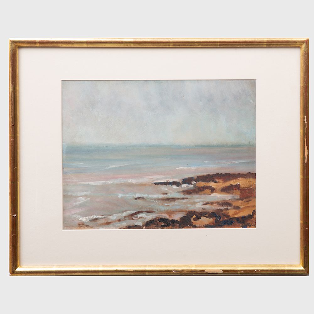 Appraisal: th Century School Seascape Oil on paper unsigned x in