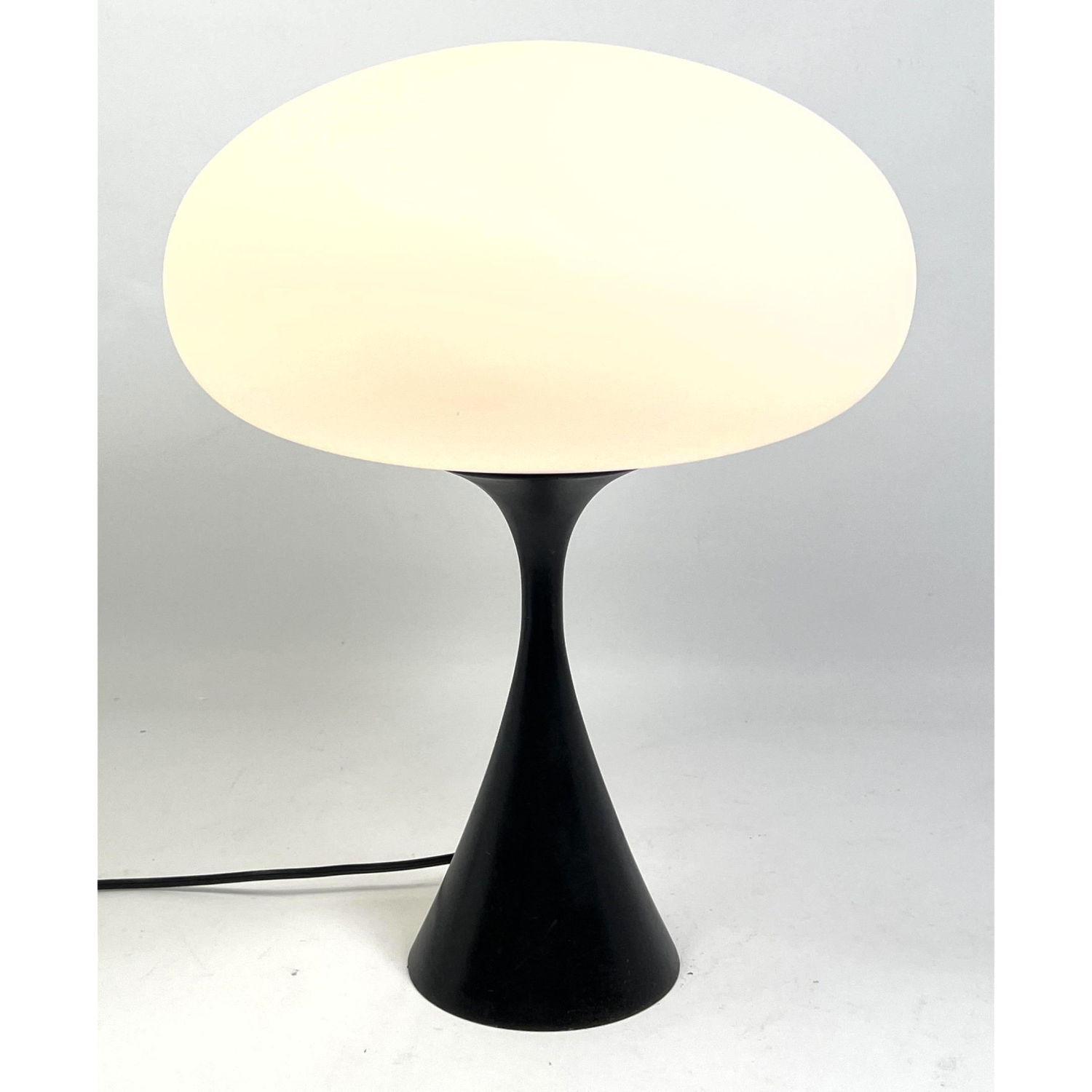 Appraisal: Laurel style Mushroom Glass Shade Table Lamp Matte black metal