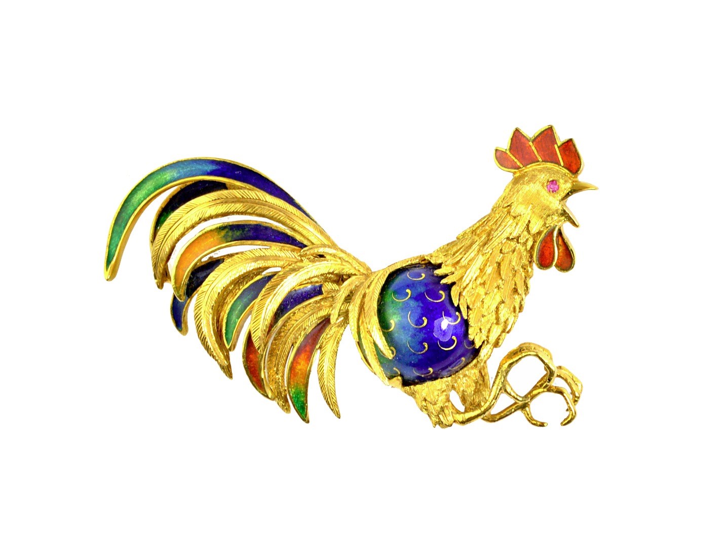 Appraisal: An Italian gold and enamelled brooch designed as a cockerel