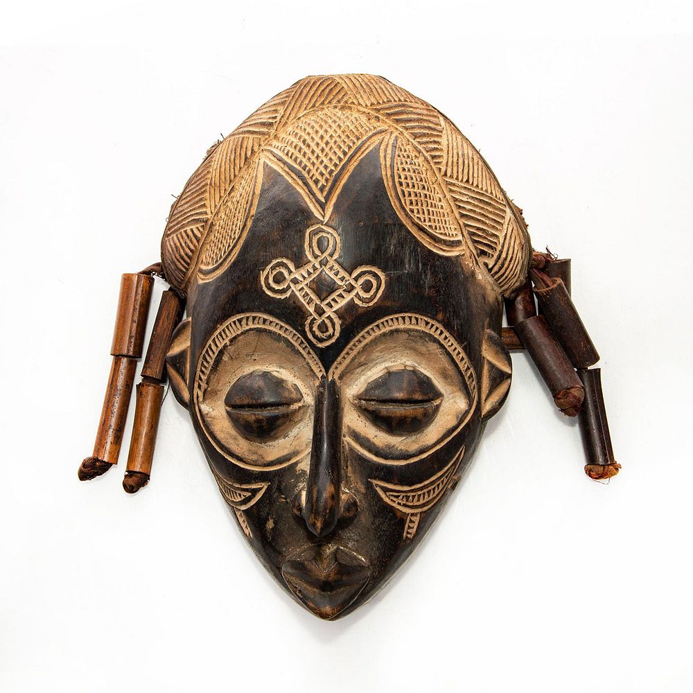 Appraisal: CONGOLESE TRIBAL RITUAL WOODEN WALL MASK Hand carved African wall