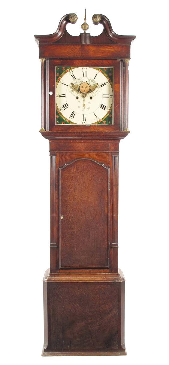 Appraisal: An early th century oak and mahogany longcase clock