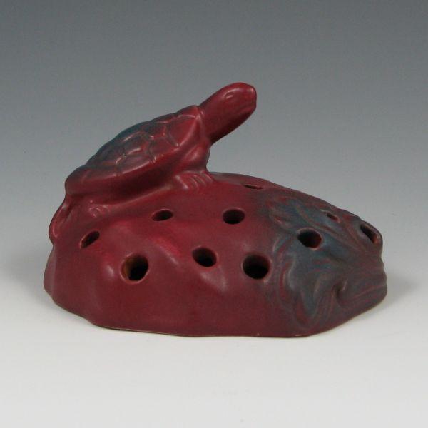 Appraisal: Van Briggle flower holder with turtle in Mulberry circa s