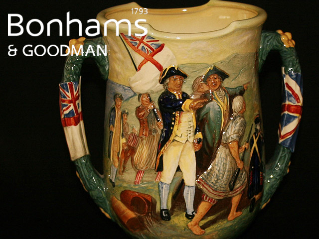 Appraisal: A Royal Doulton loving cup commemorating landing of Captain Cook